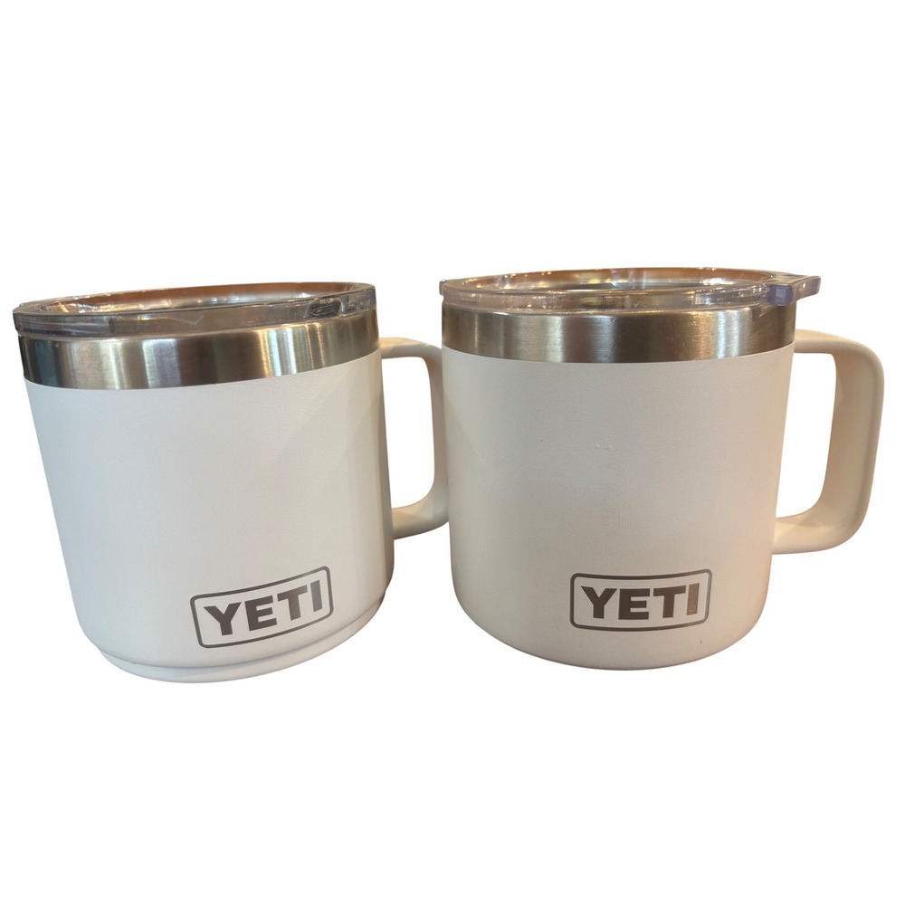 YETI Rambler 14 oz Mug White Stainless Steel Vacuum Insulated MagSlider Set of 2